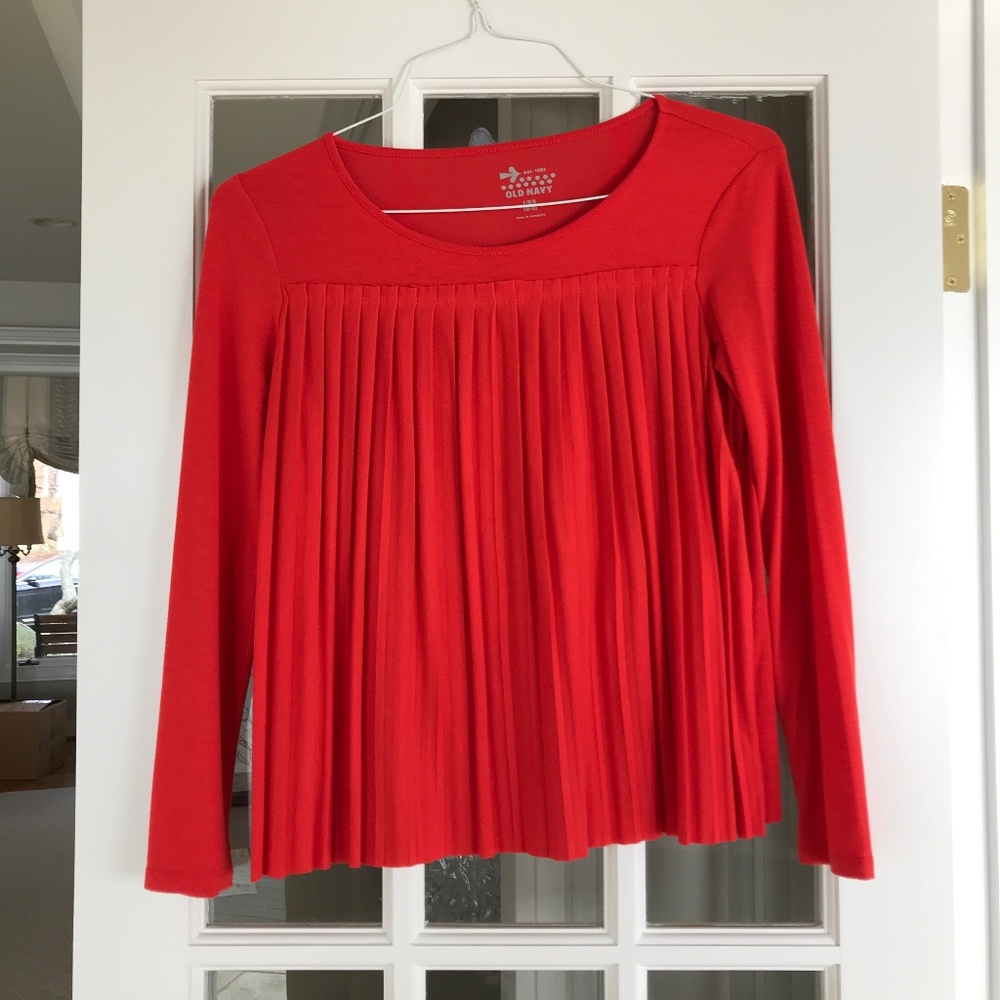 Red Pleated Shirt